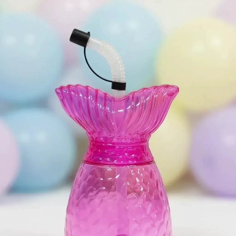PACK 2 VASOS PLASTICOS COLA SIRENA CON BOMBILLA REUTILIZABLE - 2