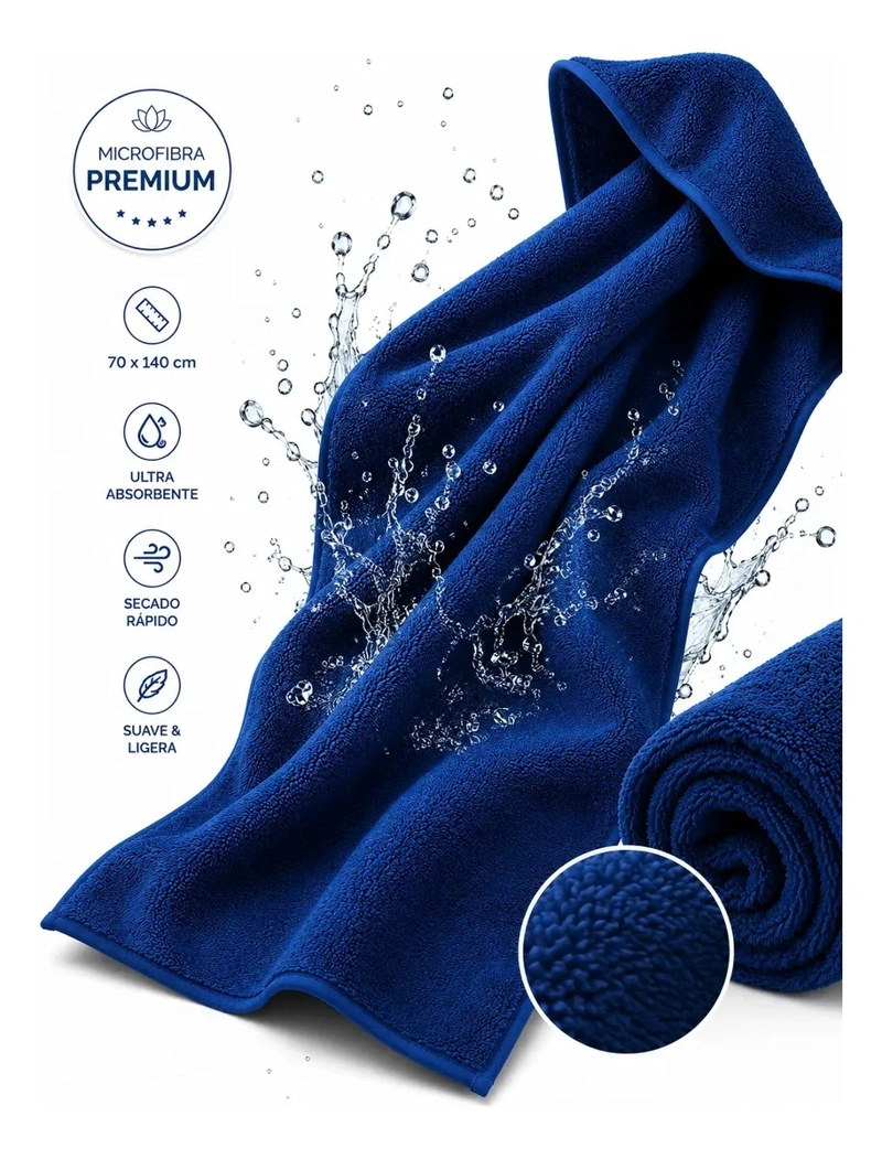 TOALLA MICROFIBRA BAÑOS ABSORBENTE 70X140 CM SECADO RAPIDO - 5