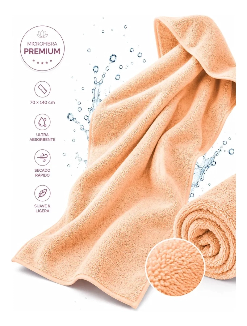 TOALLA MICROFIBRA BAÑOS ABSORBENTE 70X140 CM SECADO RAPIDO - 5