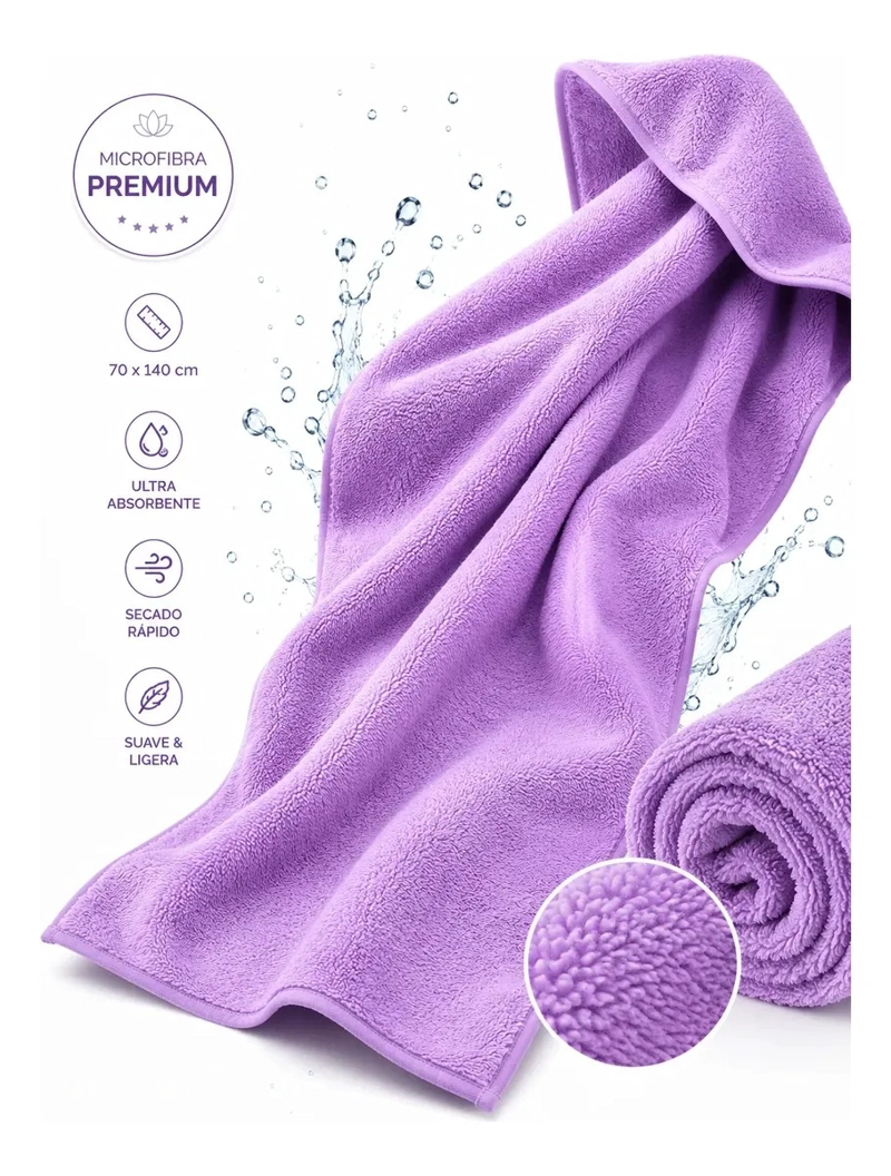 TOALLA MICROFIBRA BAÑOS ABSORBENTE 70X140 CM SECADO RAPIDO - 4