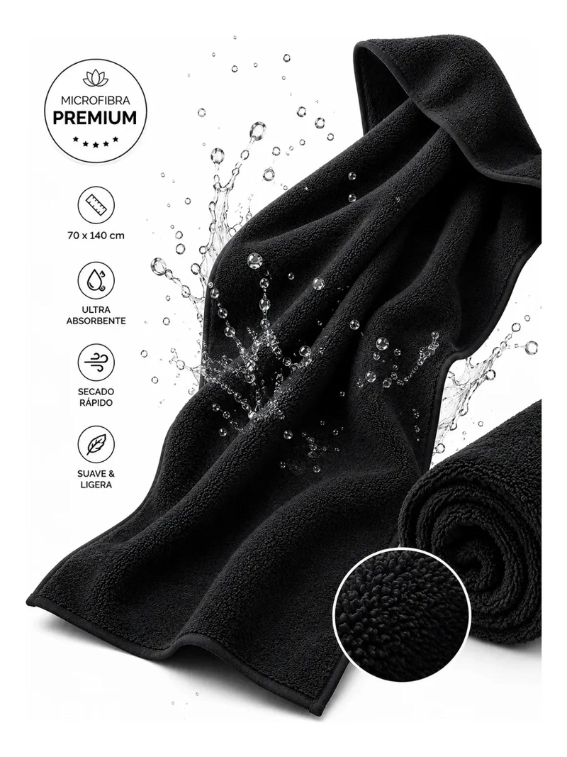 TOALLA MICROFIBRA BAÑOS ABSORBENTE 70X140 CM SECADO RAPIDO - 5