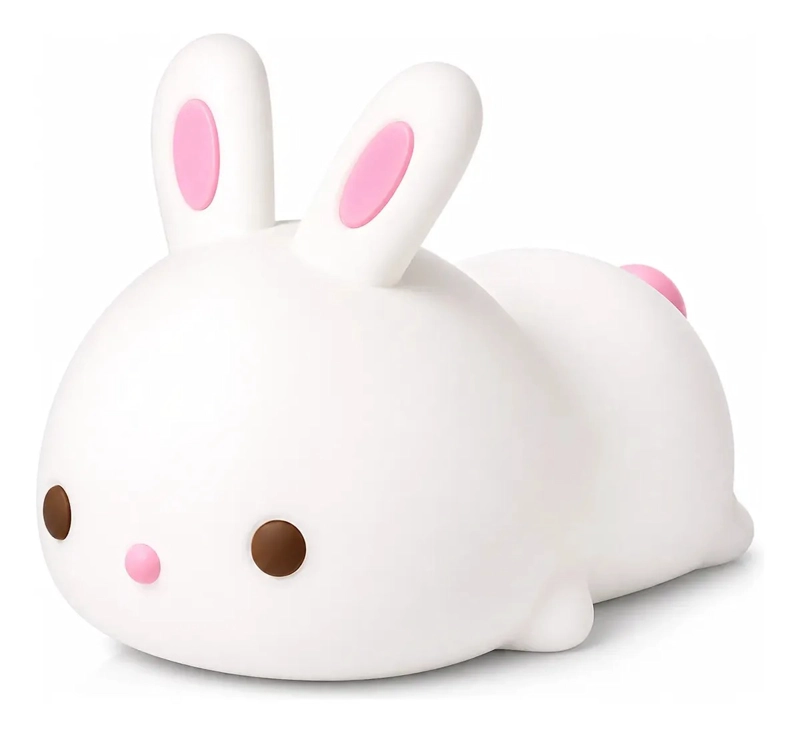 LAMPARA SILICONA CONEJO LED RECARGABLE USB 7 COLORES KAWAII BLANCO - 1