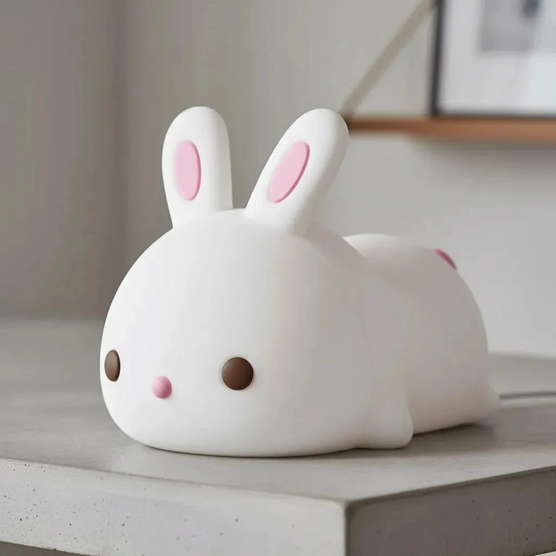 LAMPARA SILICONA CONEJO LED RECARGABLE USB 7 COLORES KAWAII BLANCO - 7
