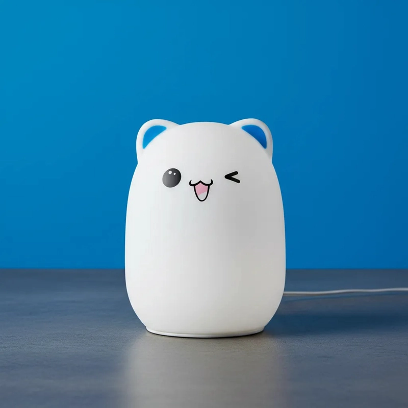 LAMPARA SILICONA GATO LED RECARGABLE USB 7 COLORES KAWAII - 3