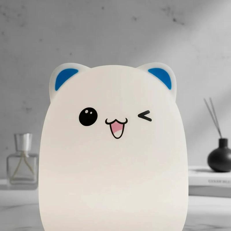 LAMPARA SILICONA GATO LED RECARGABLE USB 7 COLORES KAWAII - 4