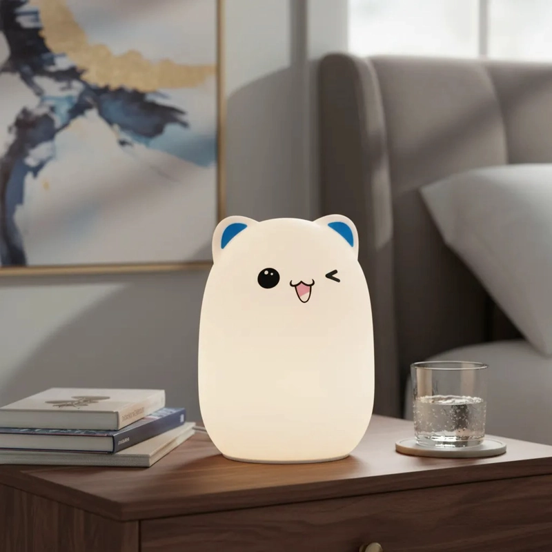 LAMPARA SILICONA GATO LED RECARGABLE USB 7 COLORES KAWAII - 5