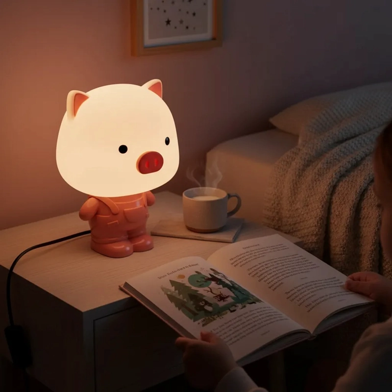 LAMPARA LED DECORATIVA NOCTURNA DISEÑO DE CERDITO PARA NIÑOS - 7