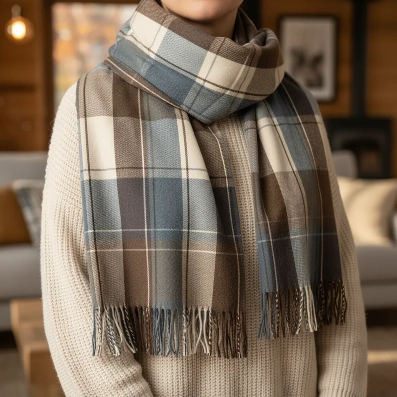 BUFANDA UNISEX DISEÑOS DE CUADROS SUAVE OTONO INVIERNO - 5