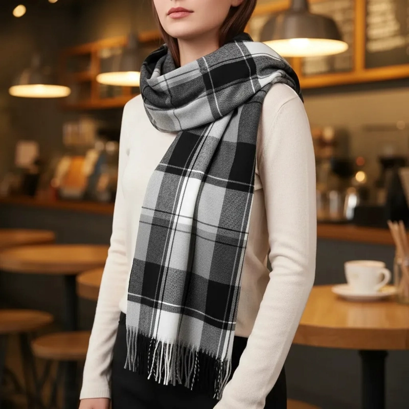 BUFANDA UNISEX DISEÑOS DE CUADROS SUAVE OTONO INVIERNO - 5