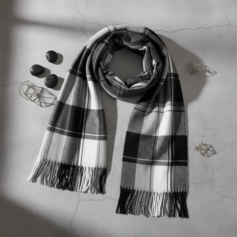BUFANDA UNISEX DISEÑOS DE CUADROS SUAVE OTONO INVIERNO - 6