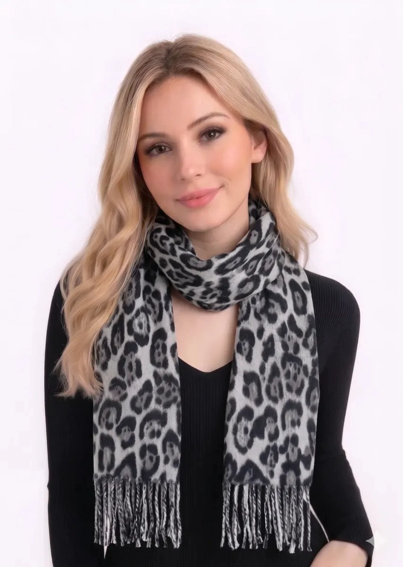 BUFANDA PASHMINA MUJER ANIMAL PRINT LEOPARDO SUAVE ELEGANTE GRIS ANIMAL PRINT M - 1