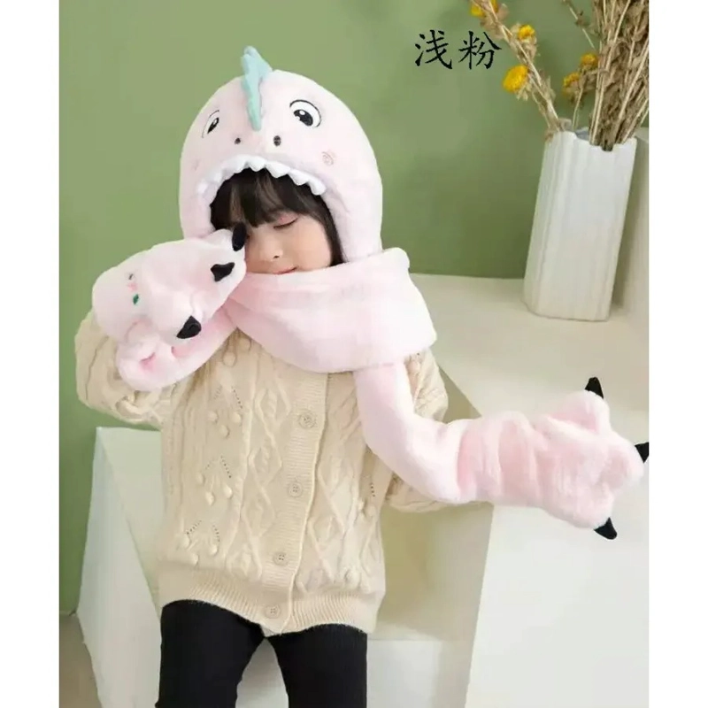 CONJUNTO GORRO, BUFANDA Y GUANTES, NIÑOS DISEÑO DINOSAURIO - 2