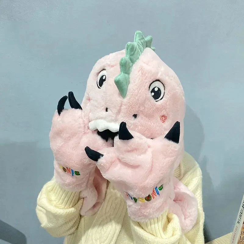 CONJUNTO GORRO, BUFANDA Y GUANTES, NIÑOS DISEÑO DINOSAURIO - 3
