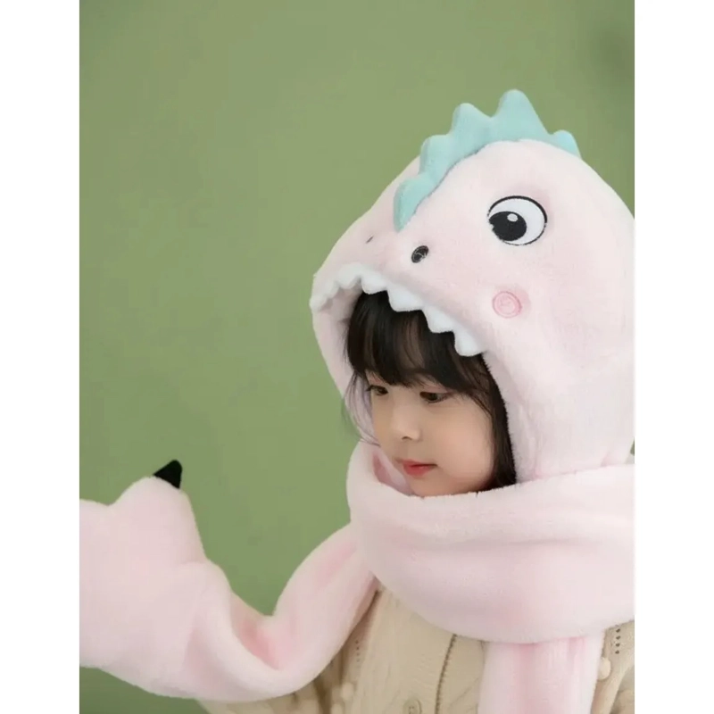 CONJUNTO GORRO, BUFANDA Y GUANTES, NIÑOS DISEÑO DINOSAURIO - 6