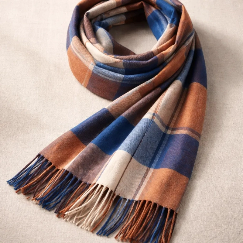 BUFANDA UNISEX DISEÑOS DE CUADROS SUAVE OTONO INVIERNO - 7