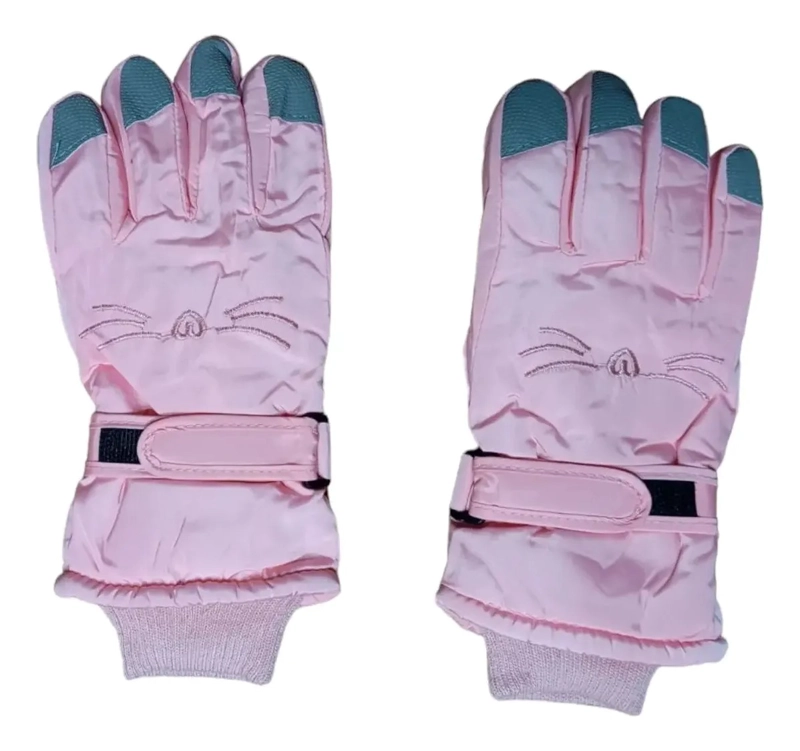 GUANTES DE NIÑOS PARA NIEVE, INVIERNO. DISEÑO BIGOTES GATO - 1