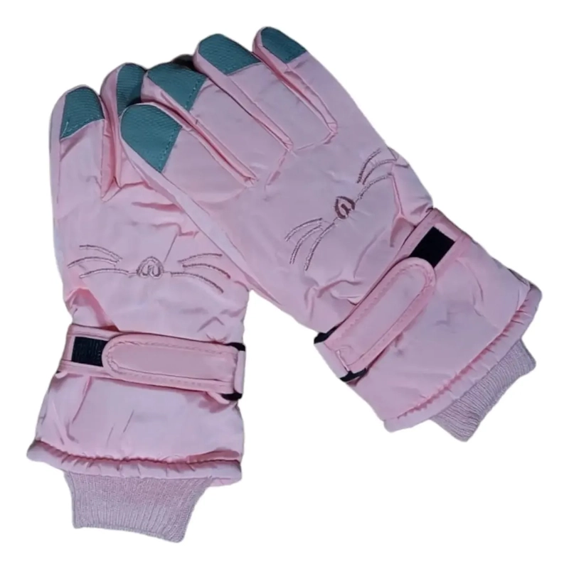 GUANTES DE NIÑOS PARA NIEVE, INVIERNO. DISEÑO BIGOTES GATO - 4