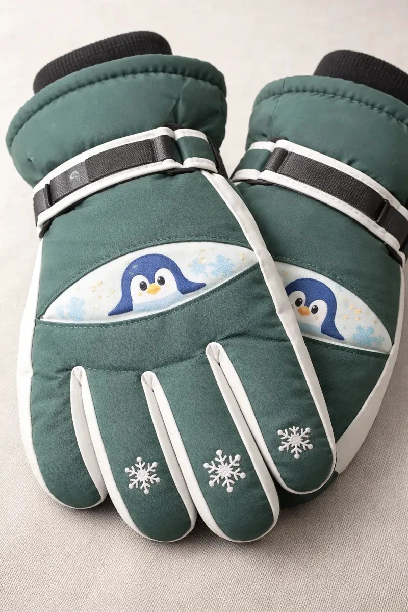 GUANTES PARA NIÑOS OTOÑO INVIERNO TERMICOS DISEÑO PINGÜINOS - 3