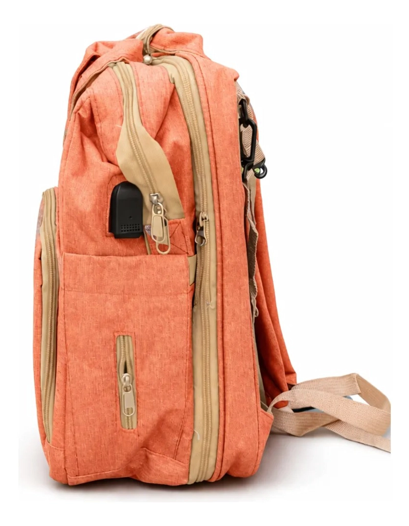 MOCHILA PAÑALERA CUNA 3 EN 1 PORTATIL USB + GANCHOS COCHE - 3