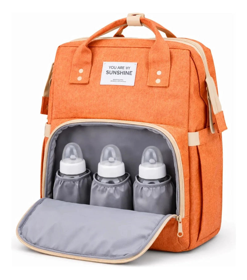 MOCHILA PAÑALERA CUNA 3 EN 1 PORTATIL USB + GANCHOS COCHE - 4