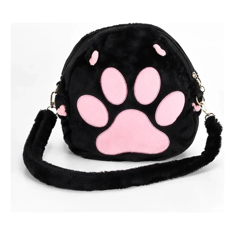 BOLSO GARRA GATO KAWAII TELA PELUCHE SUAVE CORREA AJUSTABLE - 1