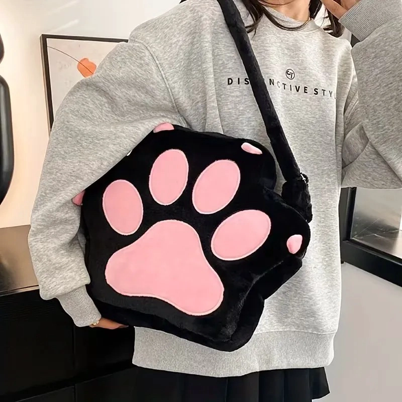BOLSO GARRA GATO KAWAII TELA PELUCHE SUAVE CORREA AJUSTABLE - 4