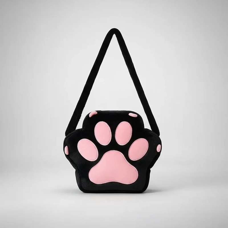 BOLSO GARRA GATO KAWAII TELA PELUCHE SUAVE CORREA AJUSTABLE - 5