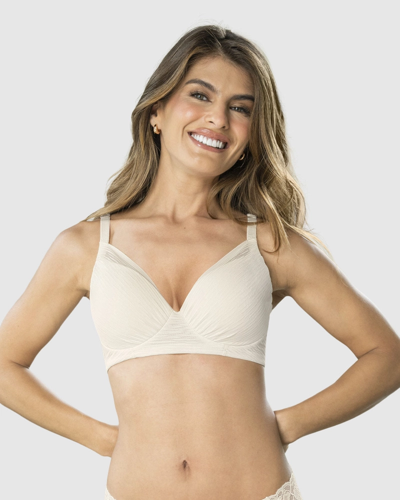 BRASIER MUJER LEONISA 91026 BÁSICO CREMA - 1