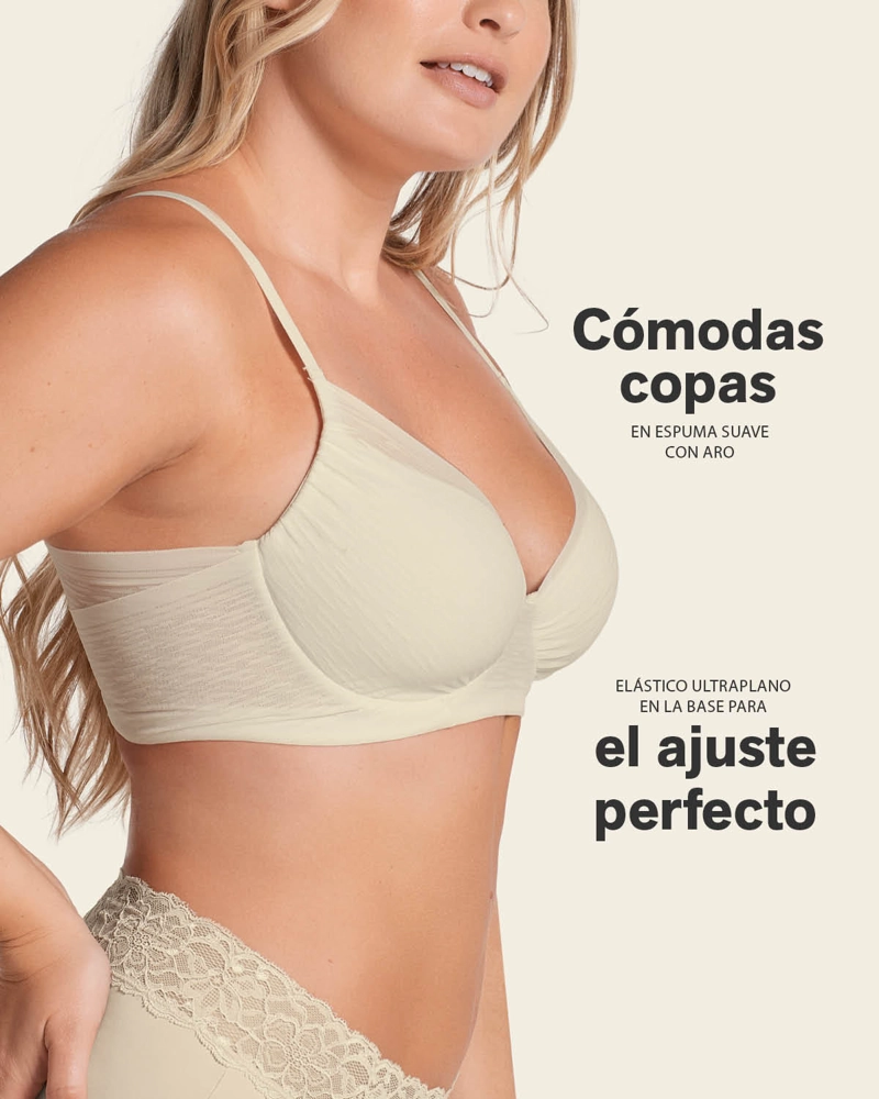 BRASIER MUJER LEONISA 91026 BÁSICO CREMA - 7