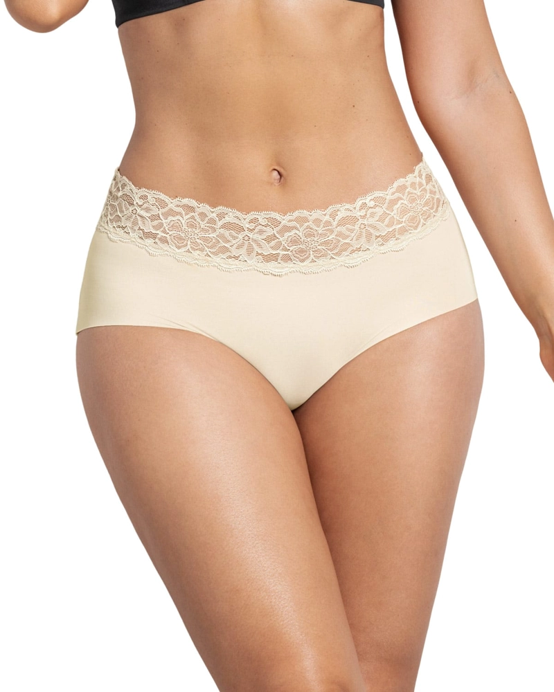 PANTIES MUJER LEONISA 12960 HIPSTERS Y CACHETEROS CREMA - 1