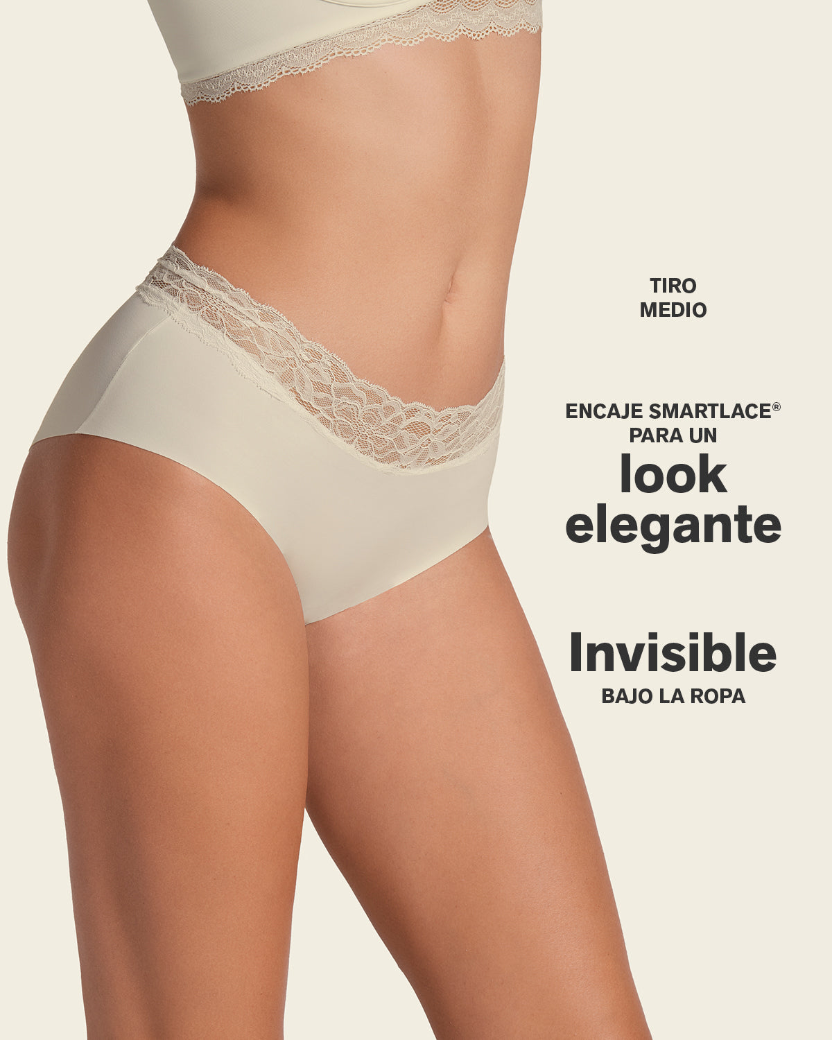 PANTIES MUJER LEONISA 12960 HIPSTERS Y CACHETEROS CREMA - 6