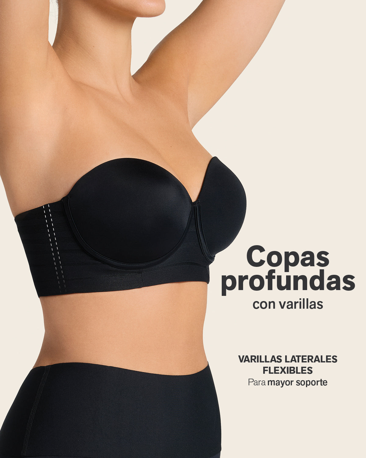 BRASIER MUJER LEONISA 11986 STRAPLESS NEGRO - 6