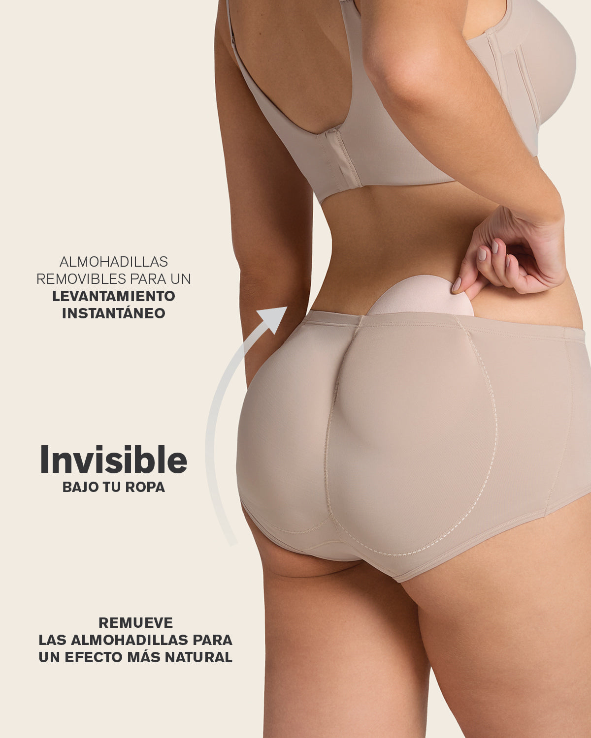 FAJAS MUJER LEONISA 12688 PANTY LEVANTACOLAS CAFÉ - 6