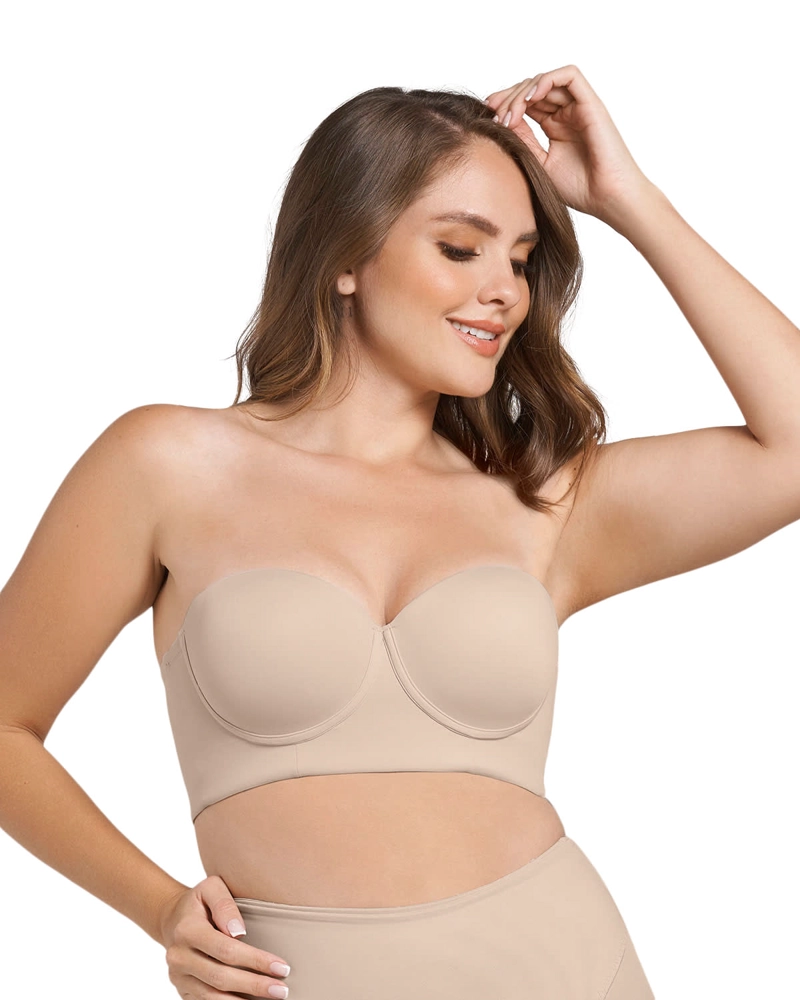 BUSTIER MUJER LEONISA 11911 STRAPLESS 360° DE PERFECCIÓN BEIGE - 1