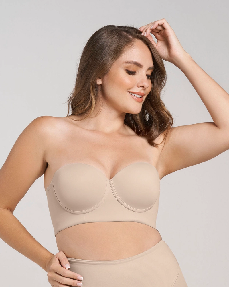 BUSTIER MUJER LEONISA 11911 STRAPLESS 360° DE PERFECCIÓN BEIGE - 3