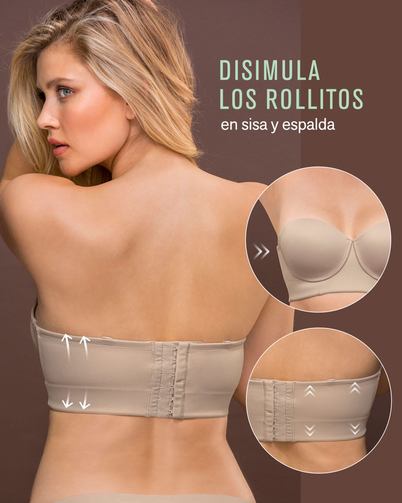 BUSTIER MUJER LEONISA 11911 STRAPLESS 360° DE PERFECCIÓN BEIGE - 7