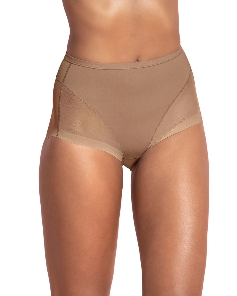 LEONISA CALZON CLASICO INVISIBLE CON TUL 012657 CAFE  MEDIO - 1