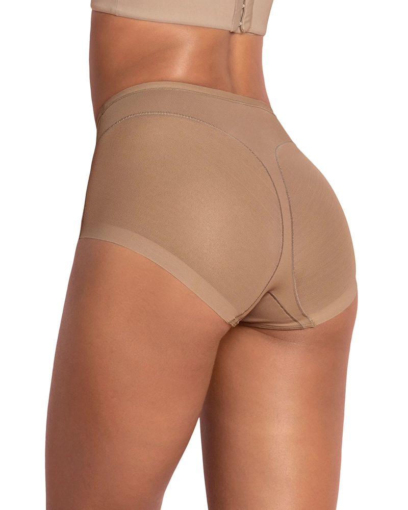 LEONISA CALZON CLASICO INVISIBLE CON TUL 012657 CAFE  MEDIO - 2