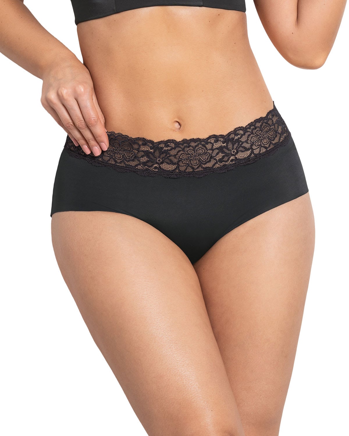 PANTIES MUJER LEONISA 12960 HIPSTERS Y CACHETEROS NEGRO - 1