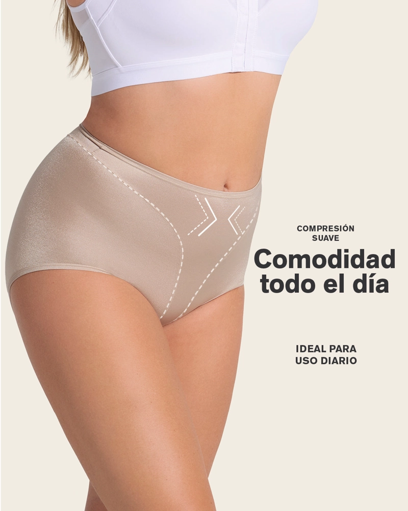 PANTIES MUJER LEONISA 1214 PANTY CONTROL SUAVE BEIGE - 3
