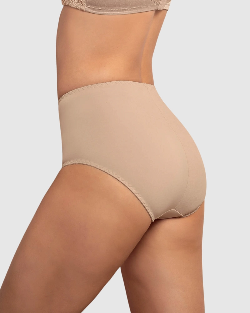 PANTIES MUJER LEONISA 72221 PANTY CONTROL SUAVE BEIGE - 2
