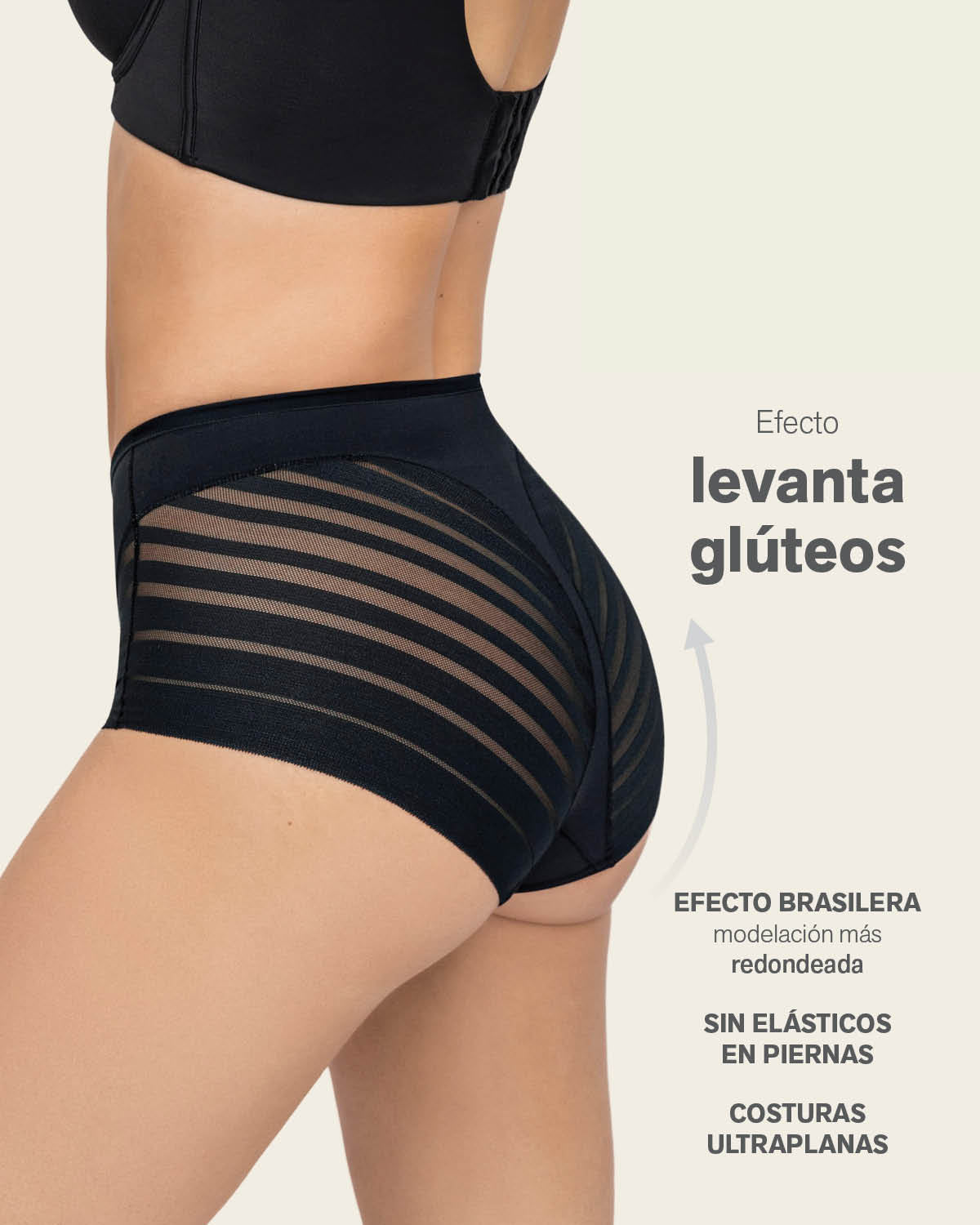 PANTIES MUJER LEONISA 12903 PANTY CONTROL SUAVE NEGRO - 7