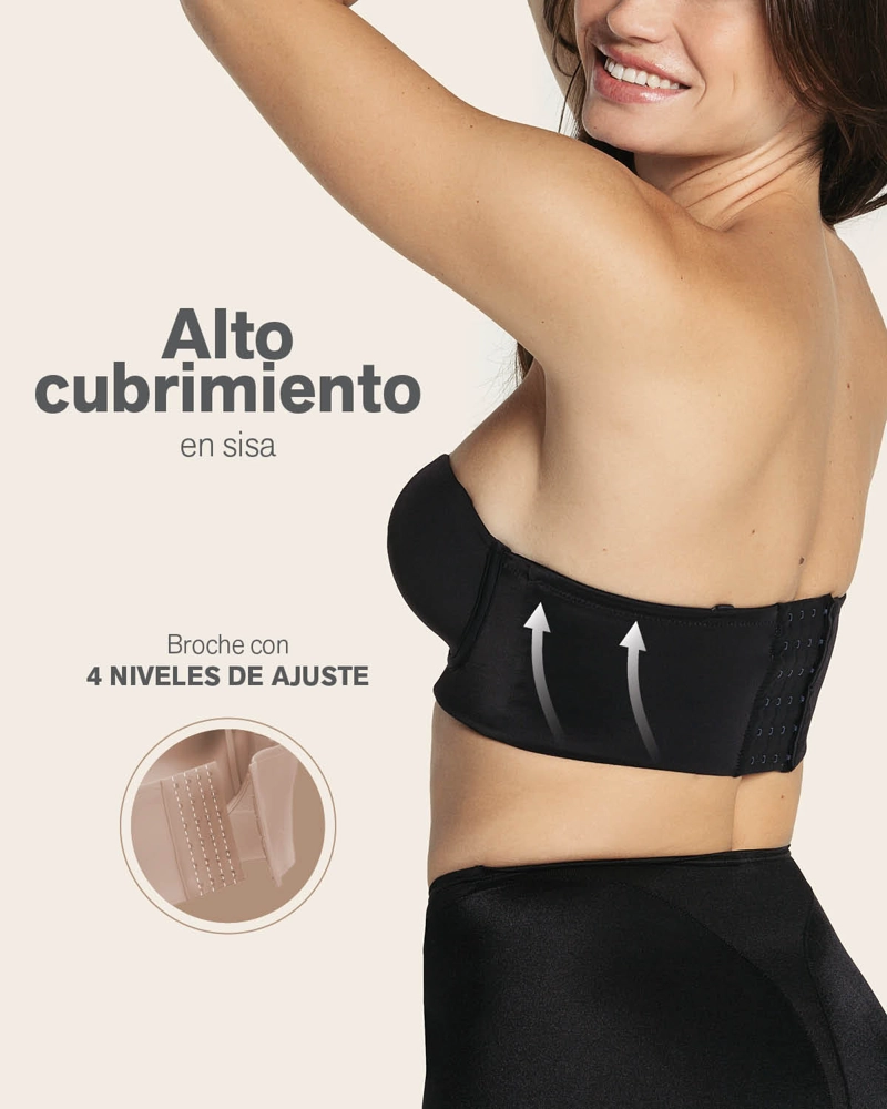 BUSTIER MUJER LEONISA 11911 STRAPLESS 360° DE PERFECCIÓN NEGRO - 9