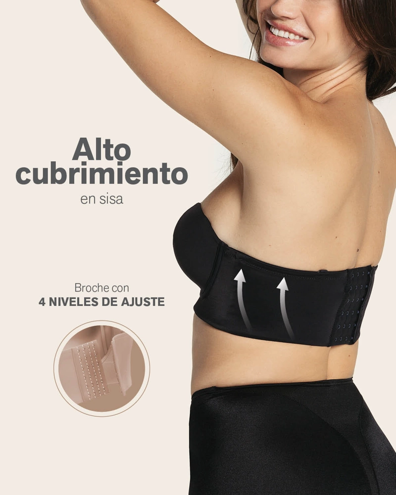 BUSTIER MUJER LEONISA 11911 STRAPLESS 360° DE PERFECCIÓN NEGRO - 9