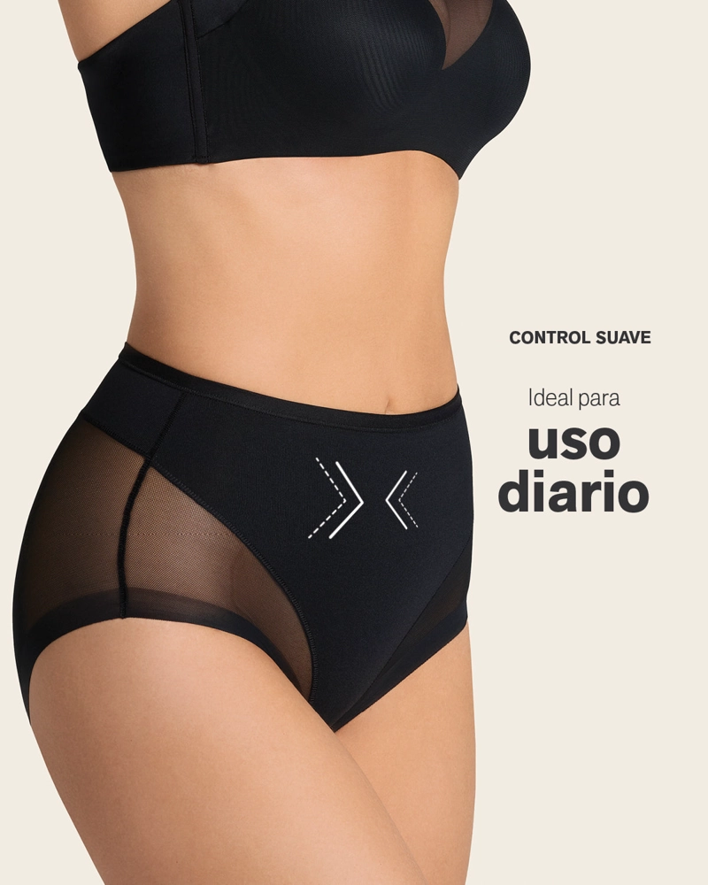 PANTIES MUJER LEONISA 12657 PANTY CONTROL SUAVE NEGRO - 3