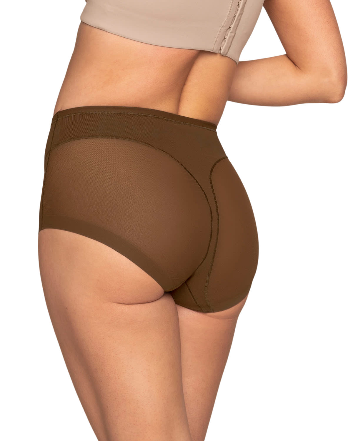 LEONISA CALZON CLASICO INVISIBLE CON TUL 012657 CAFE OSCURO - 2