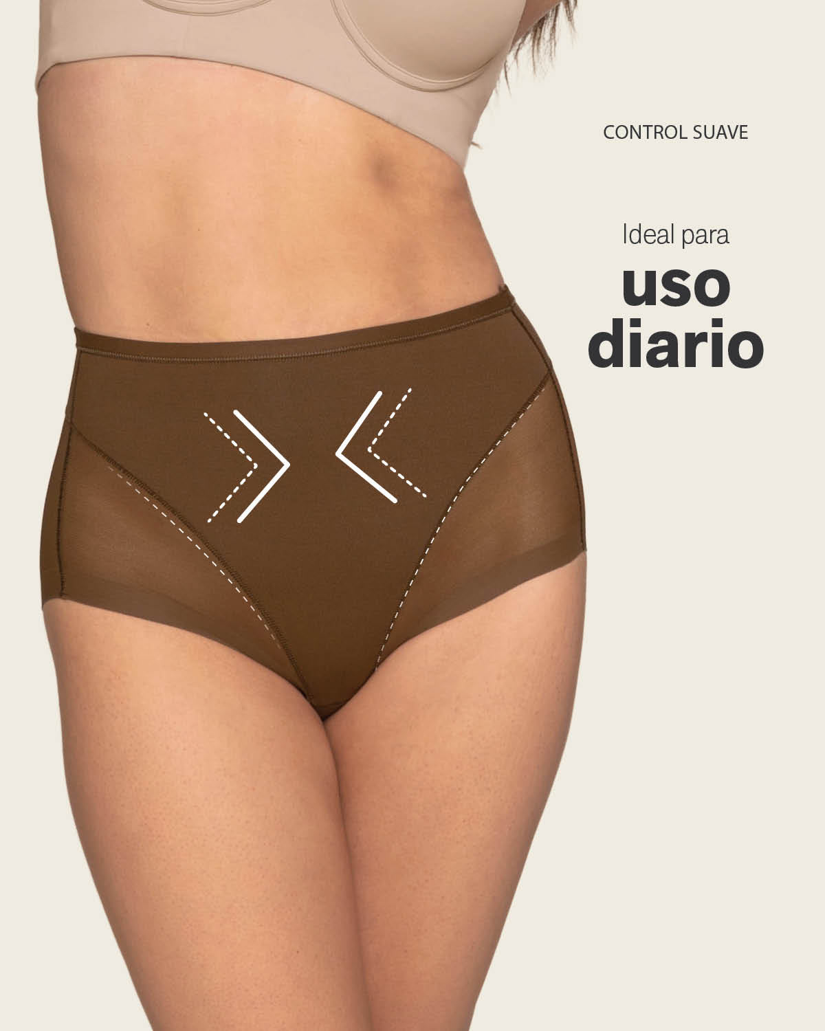 LEONISA CALZON CLASICO INVISIBLE CON TUL 012657 CAFE OSCURO - 3