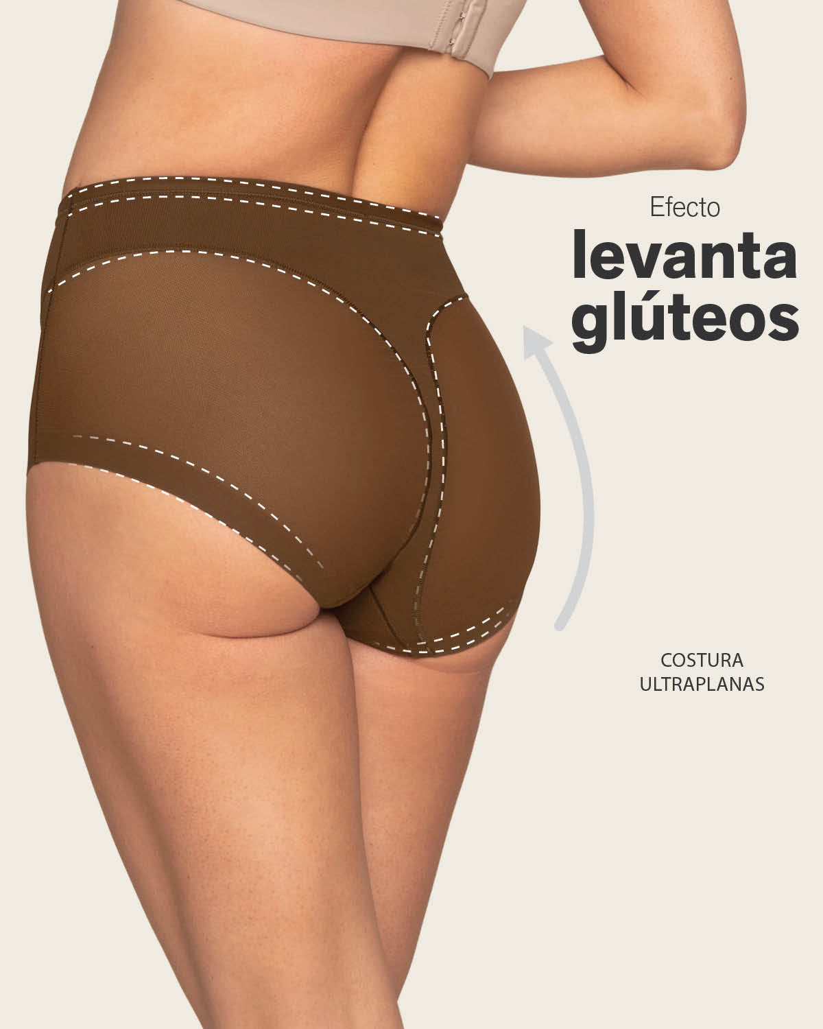 LEONISA CALZON CLASICO INVISIBLE CON TUL 012657 CAFE OSCURO - 4
