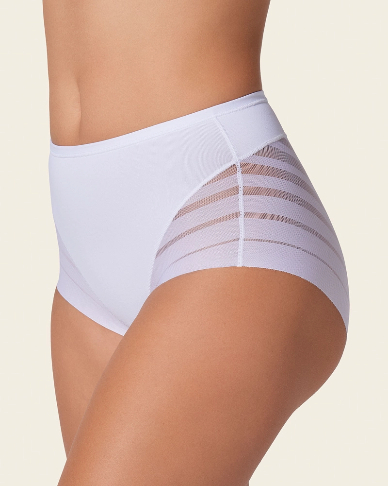 CALZÓN FAJA MUJER LEONISA 12903 CLÁSICO CON CONTROL MODERADO DE ABDOMEN Y BANDAS EN TUL BLANCO - 1