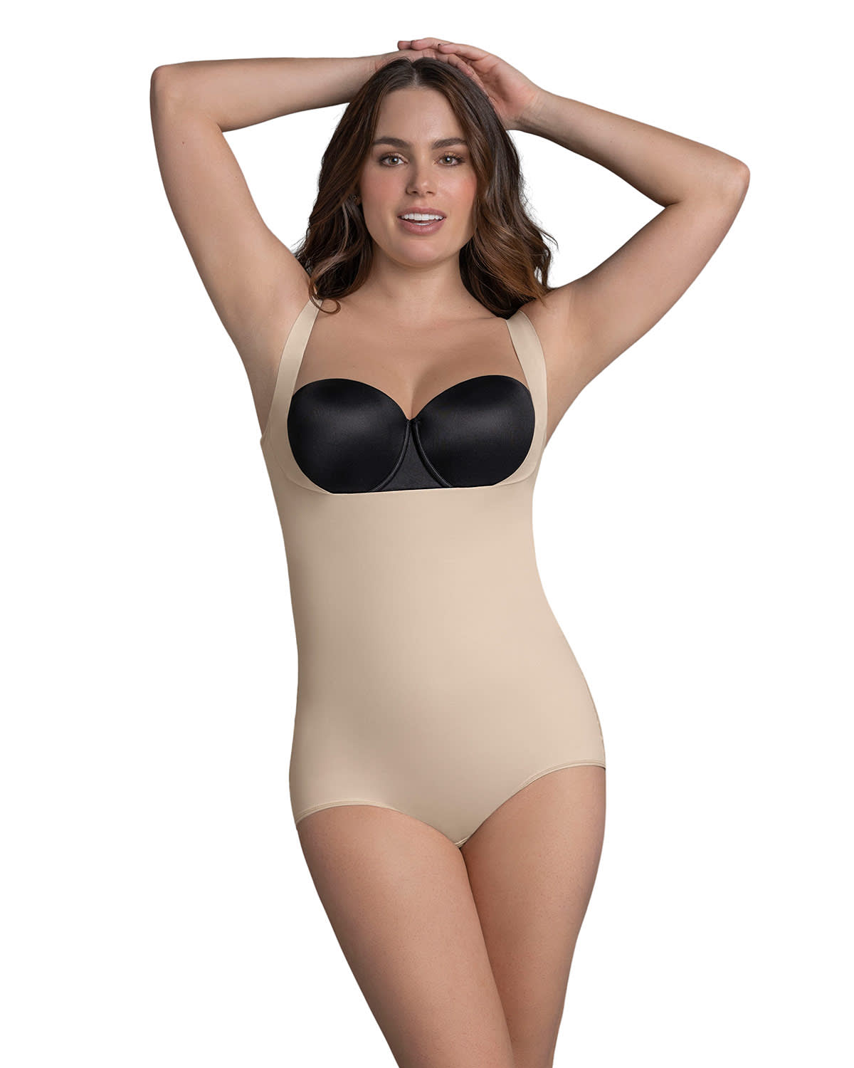 BODY FAJA MOLDEADOR MUJER LEONISA 18524 ASPECTO INVISIBLE EN GLÚTEOS CAFÉ CLARO - 1